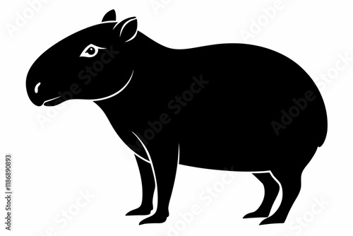 capybara silhouette line art vector illustration with a white background photo