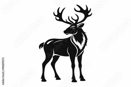 caribou silhouette line art vector illustration with a white background