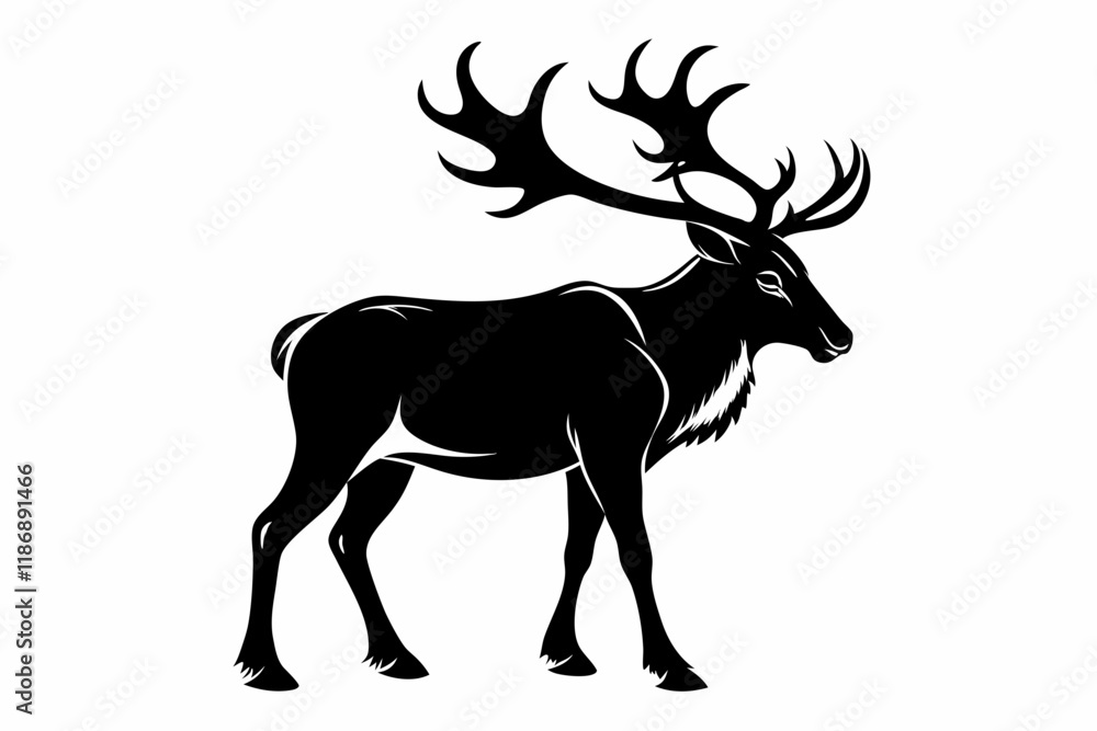 caribou silhouette line art vector illustration with a white background caribou silhouette line art vector illustration with a white background