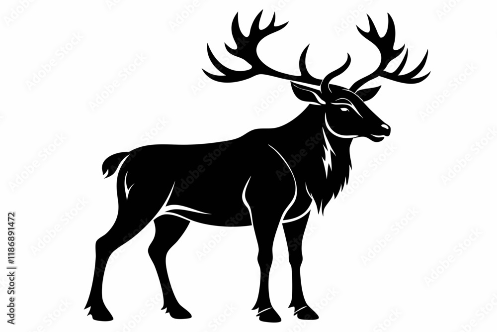 caribou silhouette line art vector illustration with a white background caribou silhouette line art vector illustration with a white background