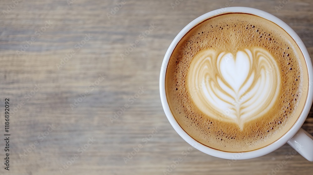 Cappuccino with Beautiful Latte Art in Cozy Café Setting : Generative AI Cappuccino with Beautiful Latte Art in Cozy Café Setting : Generative AI