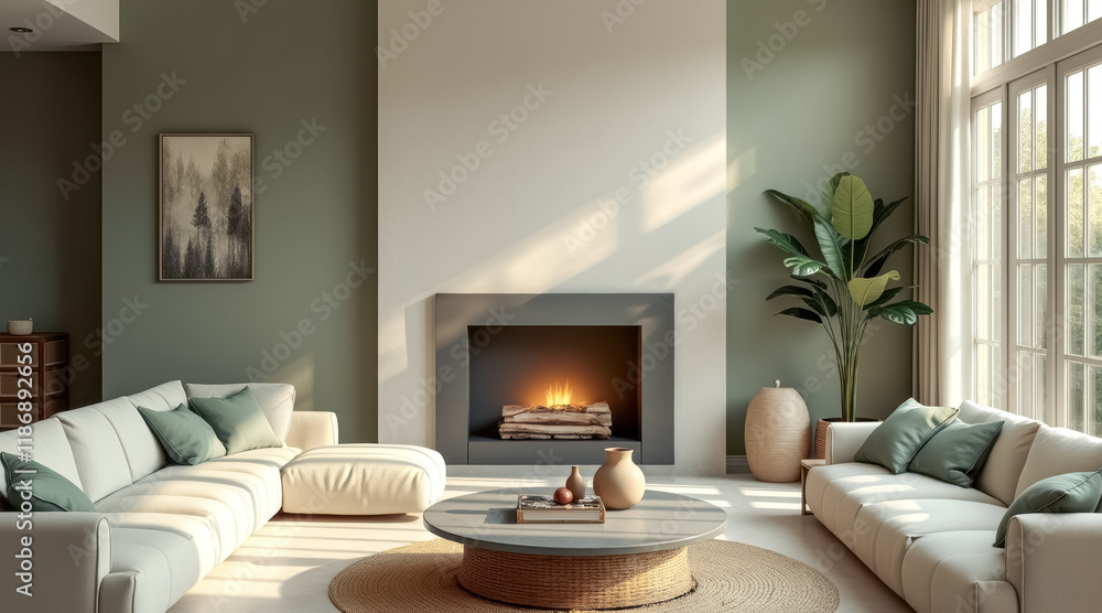 serene living room with fireplace natural elements serene living room with fireplace natural elements