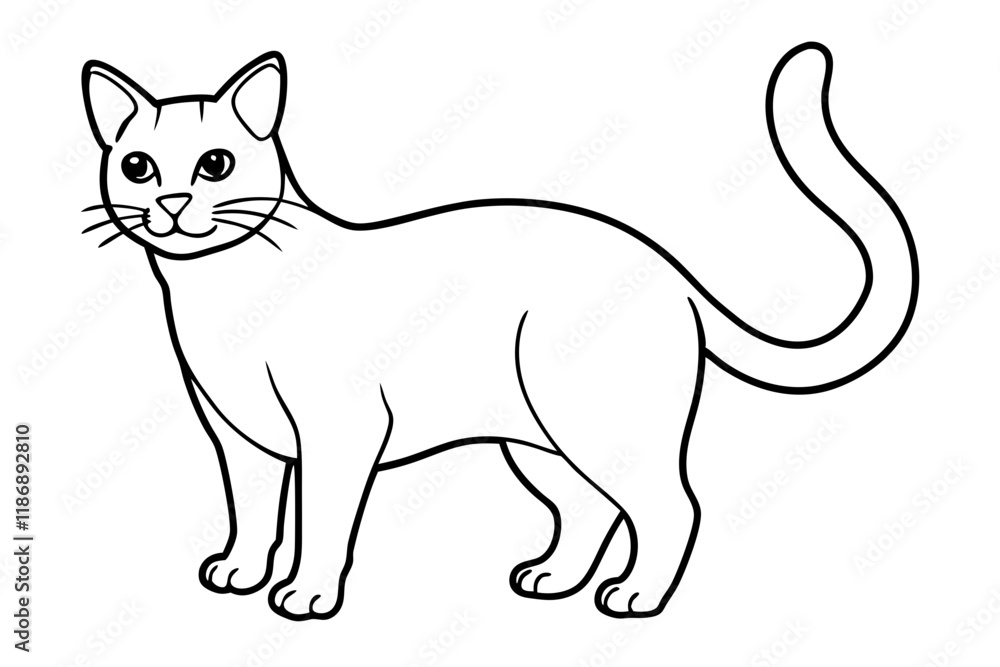 Fototapeta cat silhouette line art vector illustration with a white background
