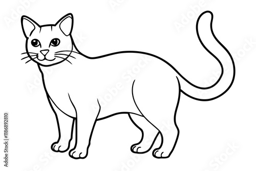 cat silhouette line art vector illustration with a white background