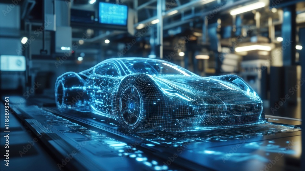 Digital Blueprint of a Futuristic Sports Car Digital Blueprint of a Futuristic Sports Car