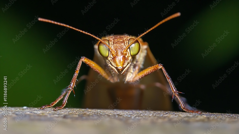Detail of Curious Insect with Striking Green Eyes on Fresh Natural Background : Generative AI Detail of Curious Insect with Striking Green Eyes on Fresh Natural Background : Generative AI