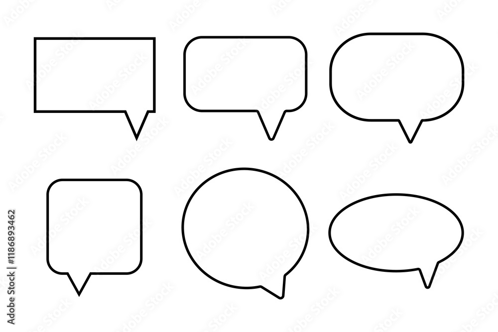 Speech bubble thin, line icon set on white background. Isolated flat. Vector illustration Speech bubble thin, line icon set on white background. Isolated flat. Vector illustration