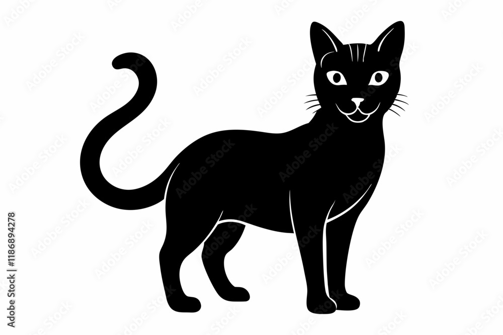 cat silhouette line art vector illustration with a white background cat silhouette line art vector illustration with a white background