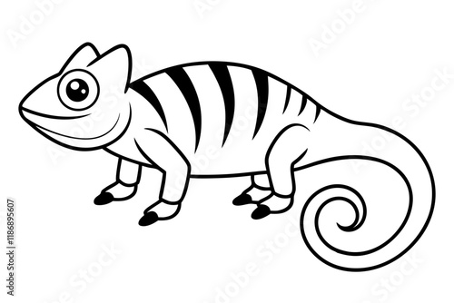 Wallpaper Mural chameleon silhouette line art vector illustration with a white background Torontodigital.ca