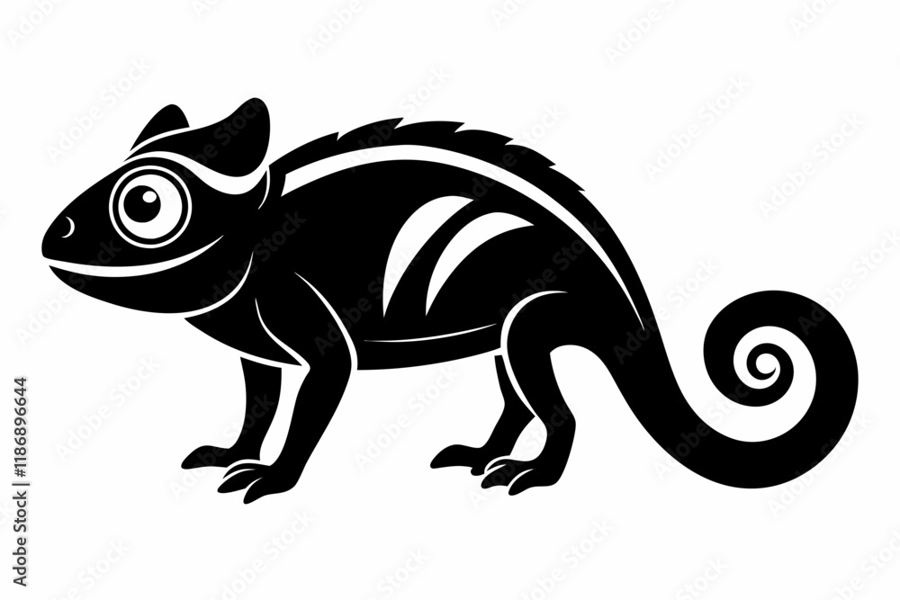 Obraz premium chameleon silhouette line art vector illustration with a white background