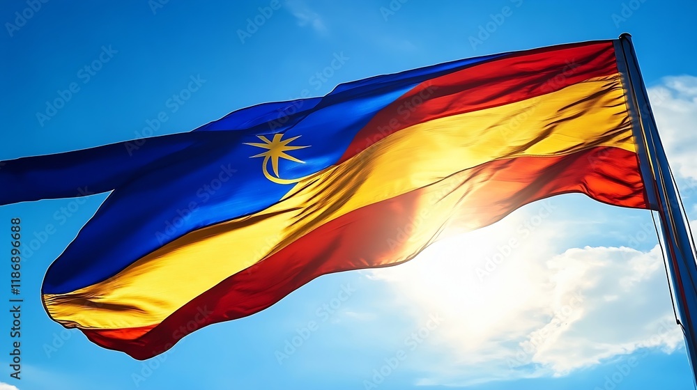 Malaysia National Flag Against Clear Blue Sky Symbolizing Patriotism and Identity : Generative AI Malaysia National Flag Against Clear Blue Sky Symbolizing Patriotism and Identity : Generative AI