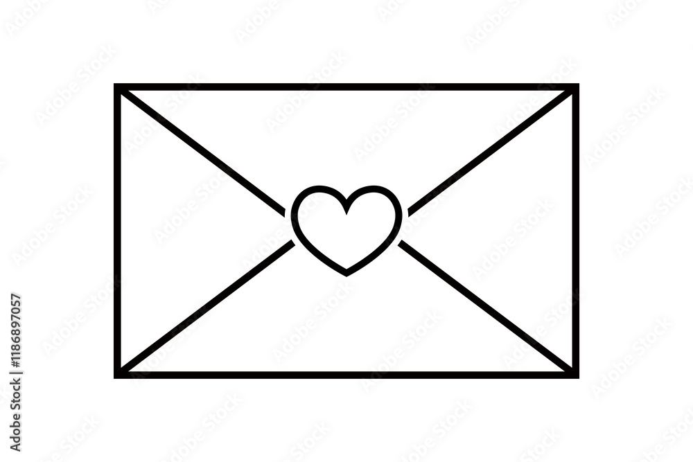 Envelope with Valentine Heart, vector isolated illustration. Envelope with Valentine Heart, vector isolated illustration.