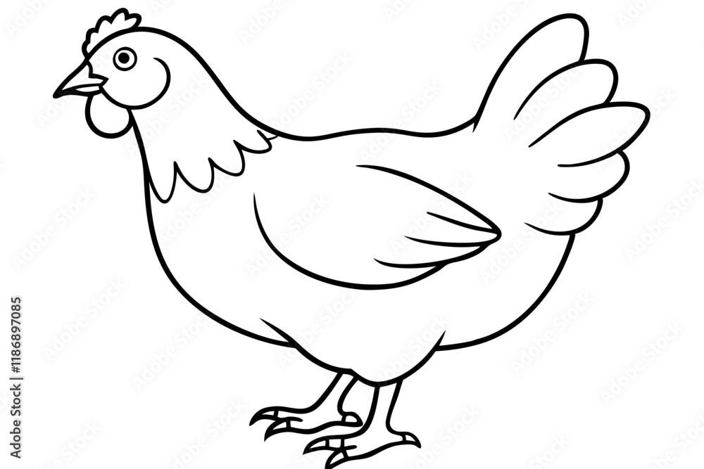 chicken silhouette line art vector illustration with a white background chicken silhouette line art vector illustration with a white background