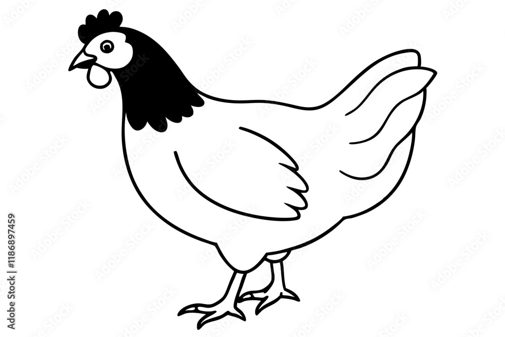 Obraz premium chicken silhouette line art vector illustration with a white background