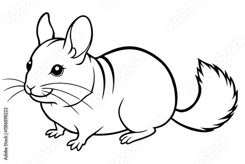 chinchilla silhouette line art vector illustration with a white background