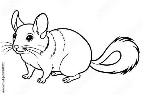 chinchilla silhouette line art vector illustration with a white background