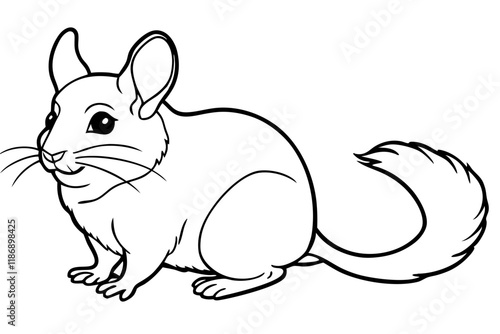 chinchilla silhouette line art vector illustration with a white background