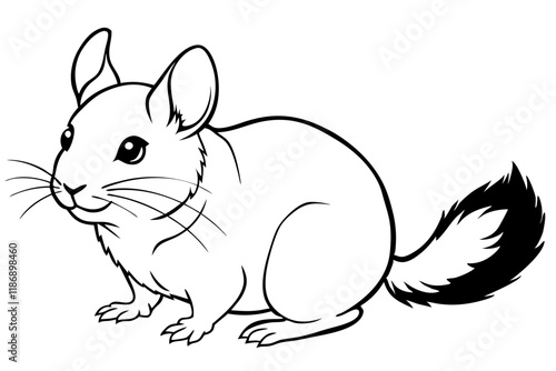 chinchilla silhouette line art vector illustration with a white background