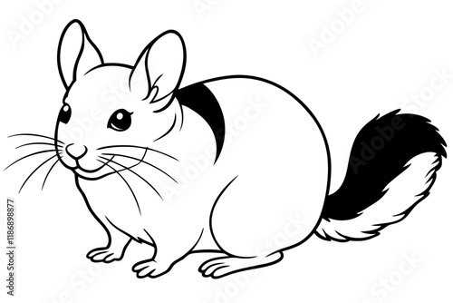 chinchilla silhouette line art vector illustration with a white background