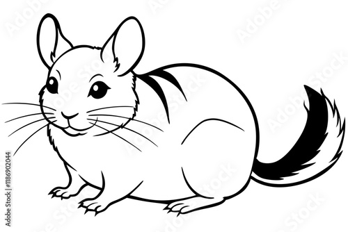 chinchilla silhouette line art vector illustration with a white background