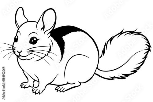 chinchilla silhouette line art vector illustration with a white background