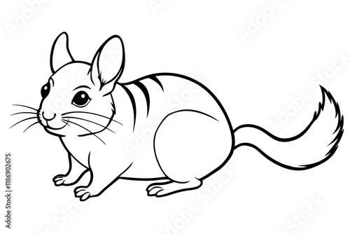 chinchilla silhouette line art vector illustration with a white background