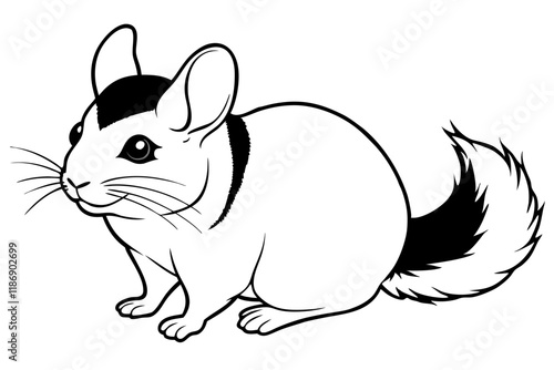 chinchilla silhouette line art vector illustration with a white background