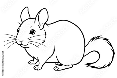 chinchilla silhouette line art vector illustration with a white background