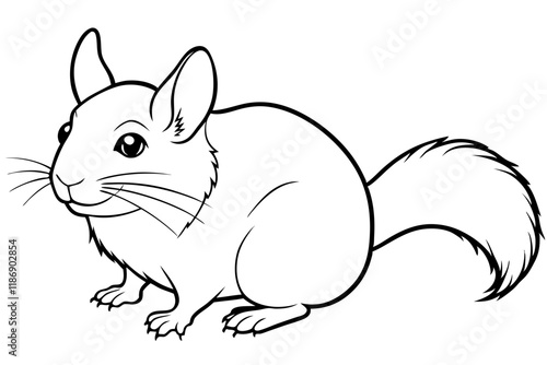 chinchilla silhouette line art vector illustration with a white background