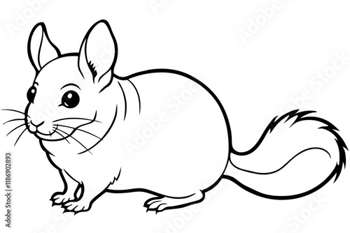 chinchilla silhouette line art vector illustration with a white background