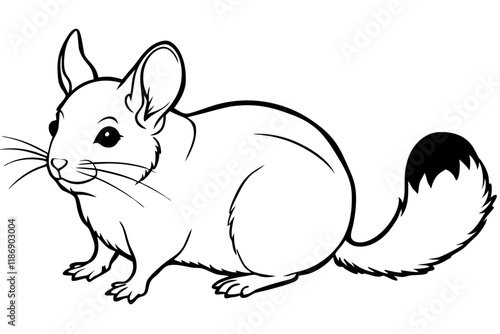 chinchilla silhouette line art vector illustration with a white background