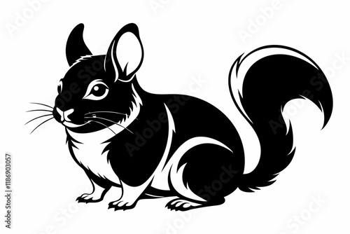 chinchilla silhouette line art vector illustration with a white background