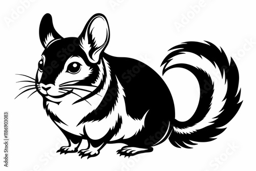 chinchilla silhouette line art vector illustration with a white background