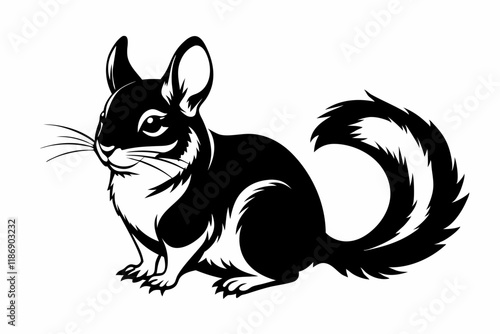 chinchilla silhouette line art vector illustration with a white background