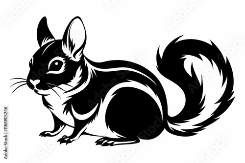 chinchilla silhouette line art vector illustration with a white background