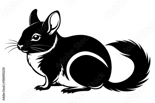chinchilla silhouette line art vector illustration with a white background