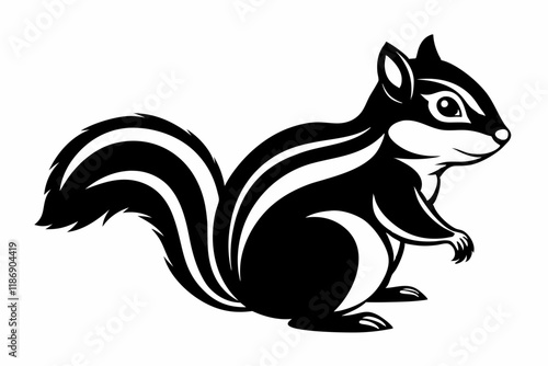 chipmunk silhouette line art vector illustration with a white background