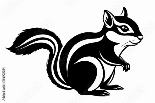 chipmunk silhouette line art vector illustration with a white background