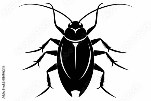 cockroach silhouette line art vector illustration with a white background