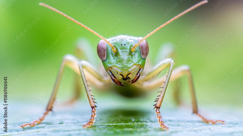 Close Up Of Green Grasshopper On Leaf Exploring Nature And Macro Photography Detailing Insects : Generative AI Close Up Of Green Grasshopper On Leaf Exploring Nature And Macro Photography Detailing Insects : Generative AI