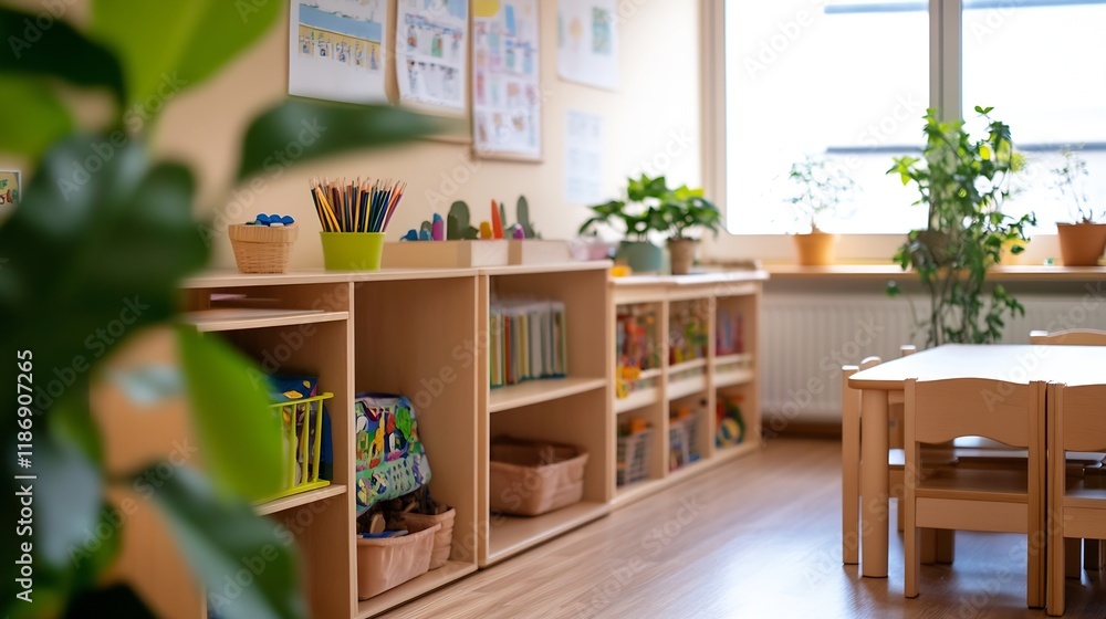 Bright and Colorful Classroom with Educational Supplies and Childrens Furniture : Generative AI Bright and Colorful Classroom with Educational Supplies and Childrens Furniture : Generative AI