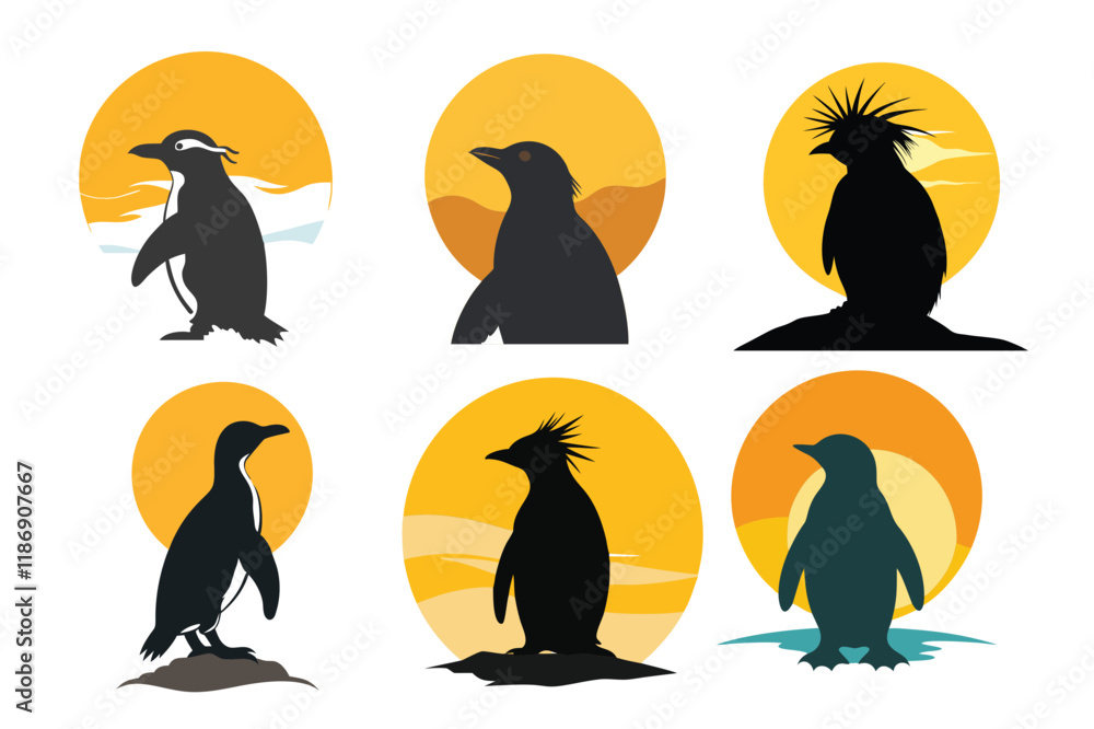 Obraz premium penguin silhouette on sun