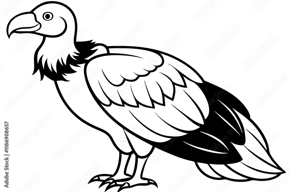 Fototapeta premium condor silhouette line art vector illustration with a white background