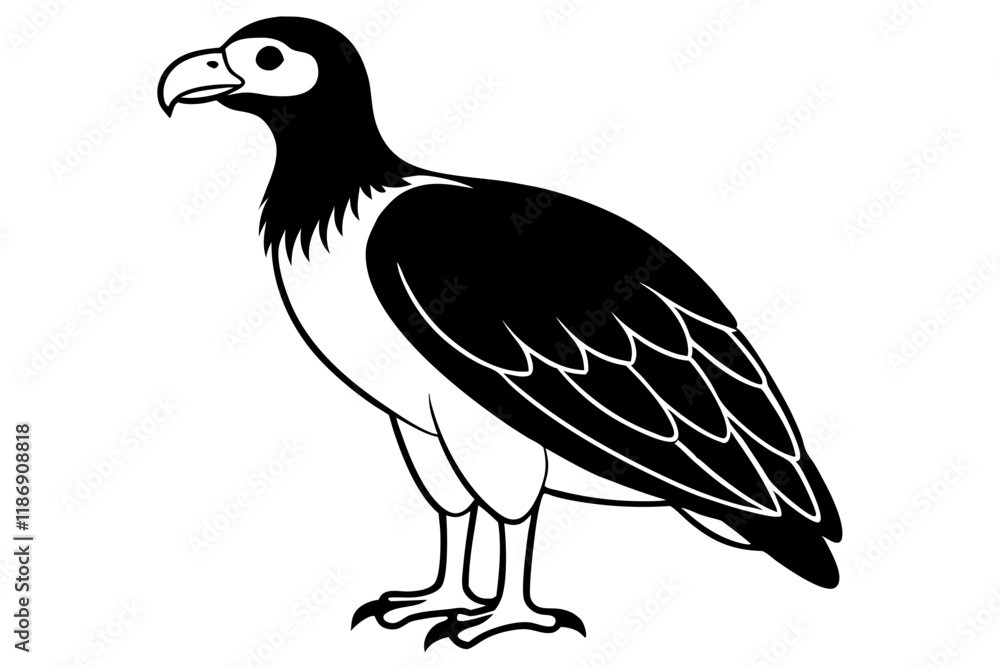 Fototapeta premium condor silhouette line art vector illustration with a white background