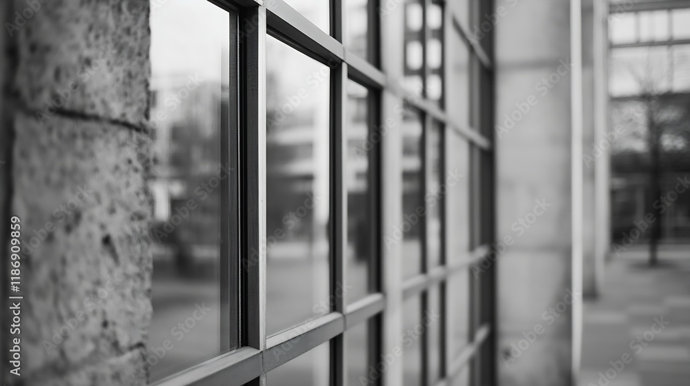 Architectural detail of modern building with reflective glass facade in urban setting : Generative AI Architectural detail of modern building with reflective glass facade in urban setting : Generative AI