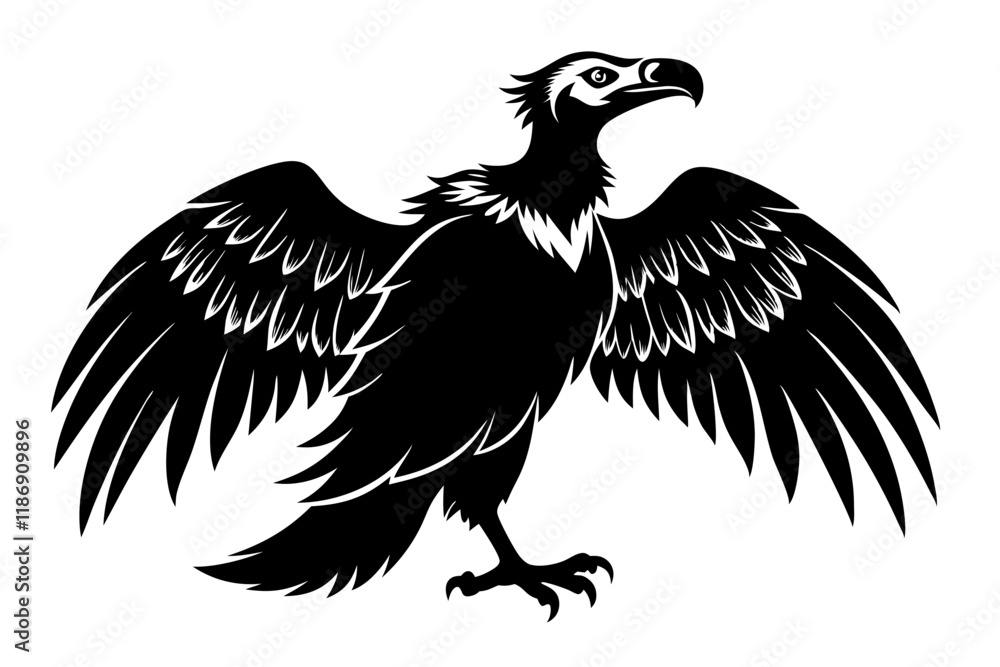 Obraz premium condor silhouette line art vector illustration with a white background