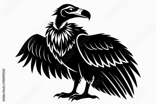 condor silhouette line art vector illustration with a white background