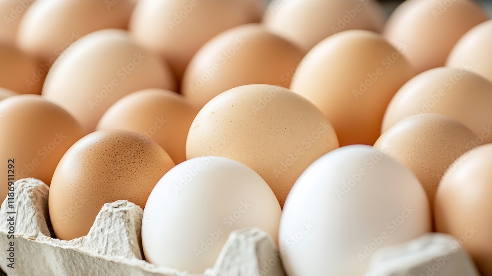 Fresh Brown and White Chicken Eggs in Recycled Carton for Sustainable Farm Living : Generative AI Fresh Brown and White Chicken Eggs in Recycled Carton for Sustainable Farm Living : Generative AI