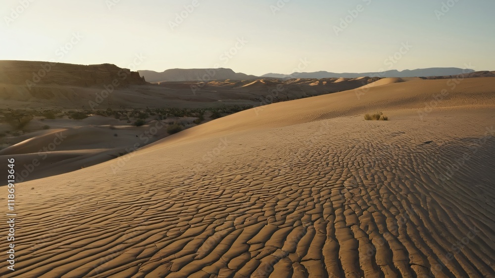 Naklejka premium High Desert Windswept Basin with Pinnacles and Sand Patterns