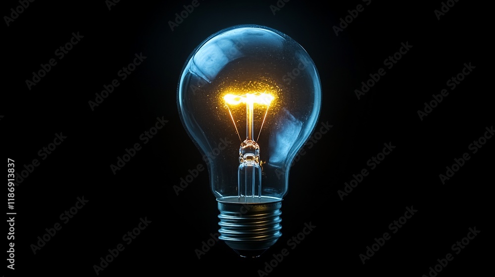 Glowing lightbulb on black background. Glowing lightbulb on black background.
